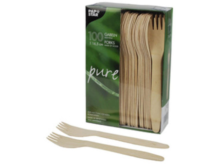 PAPSTAR Fourchette en bois 'pure', longueur: 165 mm, par 500