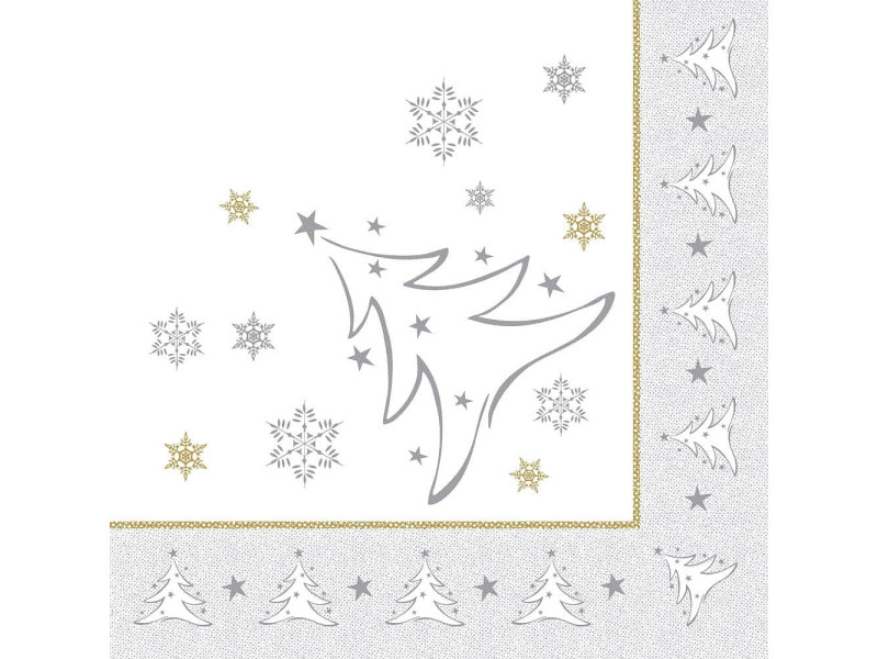 PAPSTAR Serviette à motif de Noël 'X-Mas Elegance', argent