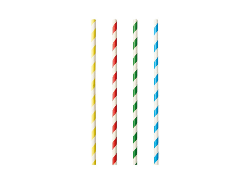 PAPSTAR Paille en papier 'Stripes', 210 mm, assorti