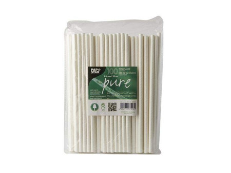 PAPSTAR Paille en papier 'pure', 200 mm, blanc