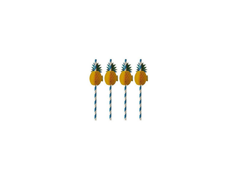 PAPSTAR Paille en papier 'Ananas', 200 mm, bleu/blanc