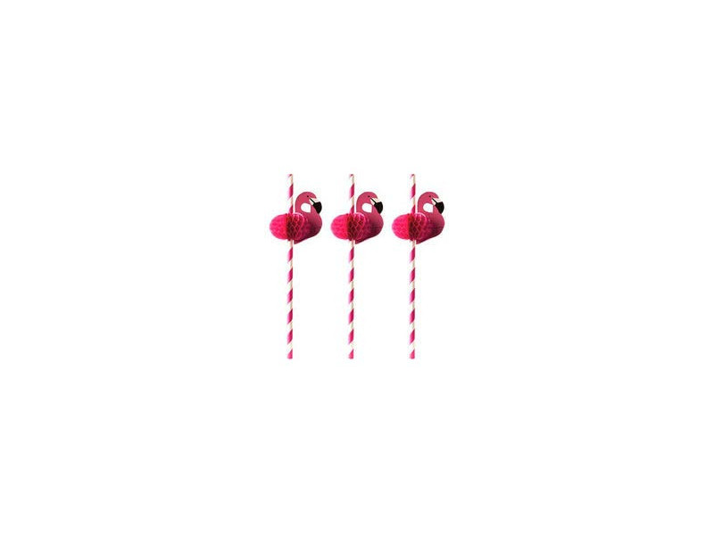 PAPSTAR Paille en papier 'Flamand rose', 200 mm, rose/blanc