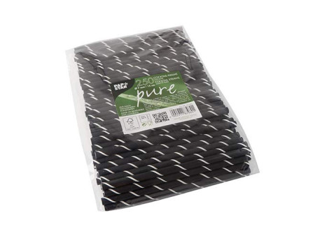 PAPSTAR Paille en papier 'pure', 150 mm, noir / blanc