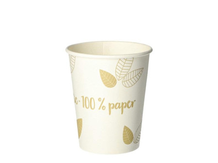 PAPSTAR Gobelet en carton 'pure' ZERO, 0,2 l, beige/crème