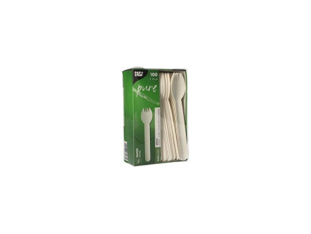 PAPSTAR Fourchette et cuillère 2en1 en papier 'pure', blanc