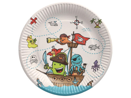 PAPSTAR Assiette en carton 'Pirates', rond, 230 mm