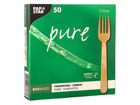 PAPSTAR Fourchette à finger food 'pure', 120 mm, naturel