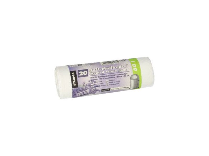 STARPAK Sac poubelle parfumé, LDPE, 60 litres, blanc