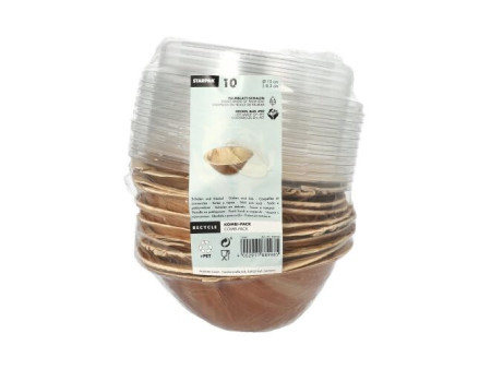 STARPAK Bol en feuille de palmier avec couvercle, 300 ml