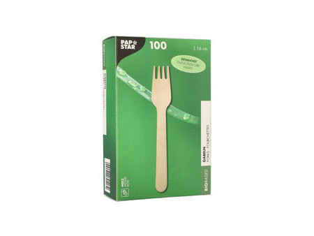 PAPSTAR Fourchette en bois 'pure', cirée, longueur: 160 mm