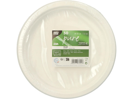 PAPSTAR Assiette en canne à sucre 'pure', rond, 230 mm