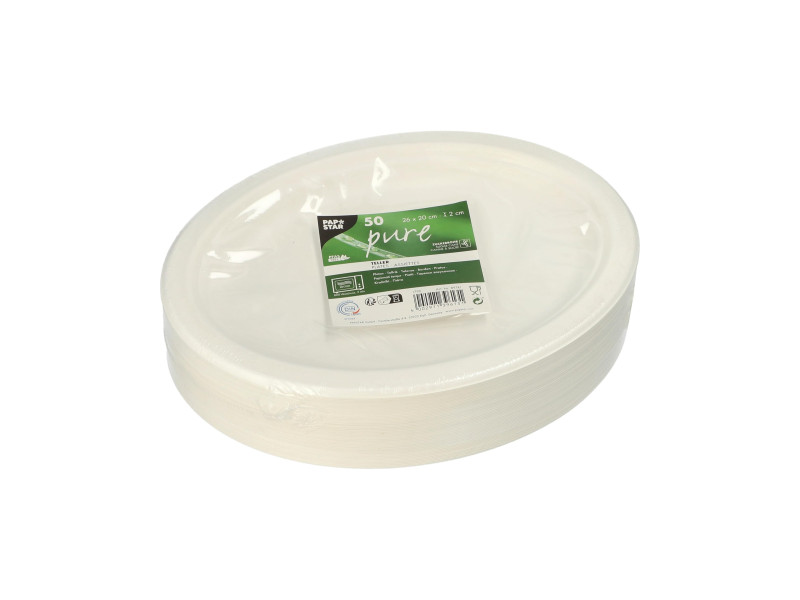 PAPSTAR Assiette en canne à sucre 'pure', ovale, 260x220 mm