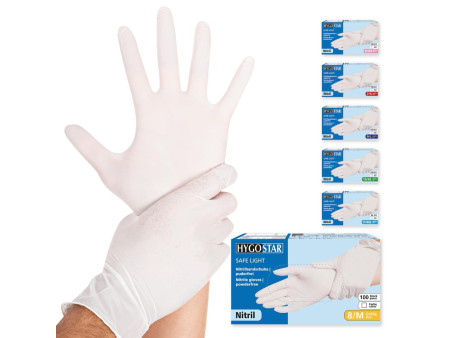 HYGONORM Gant en nitrile 'SAFE LIGHT', M, blanc