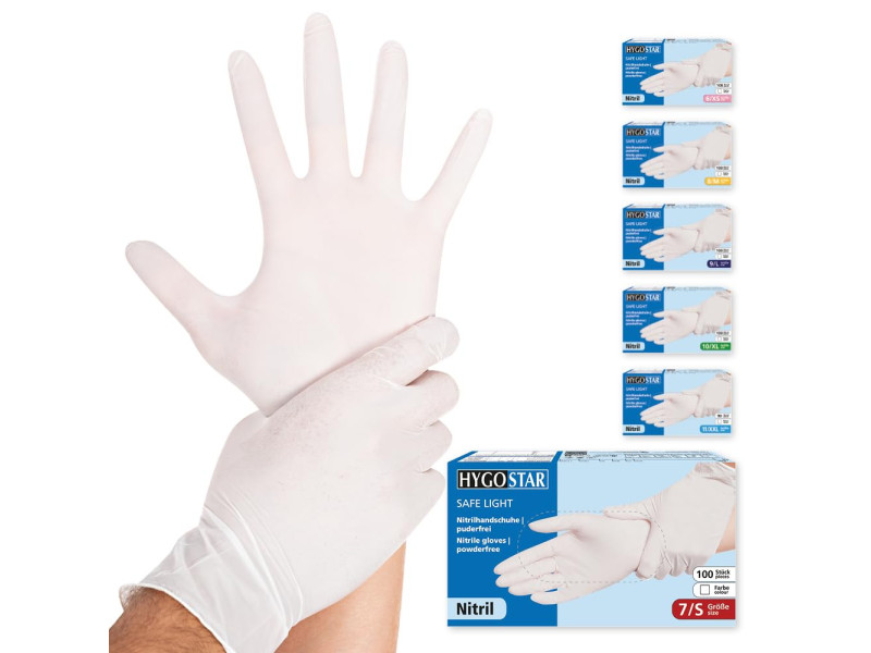 HYGONORM Gant en nitrile 'SAFE LIGHT', S, blanc