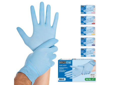 HYGONORM gant nitrile 'SAFE LIGHT', XL, bleu