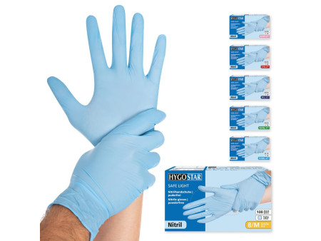 HYGONORM Gant nitrile 'SAFE LIGHT', M, bleu