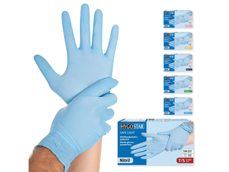 HYGONORM Gant nitrile 'SAFE LIGHT', S, bleu