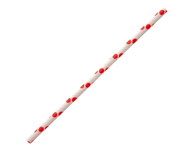 NATURE Star Paille en papier, 197 mm, à pois rouge / blanc
