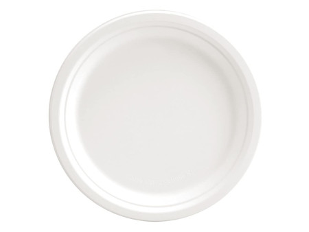NATURE Star Assiette en canne à sucre, rond, 260 mm, blanc