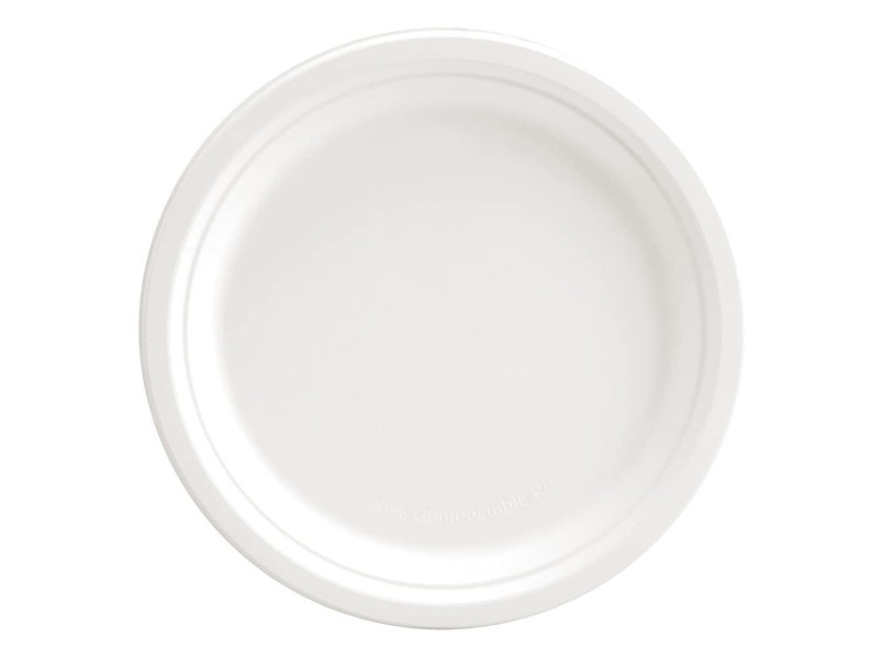 NATURE Star Assiette en canne à sucre, rond, 260 mm, blanc