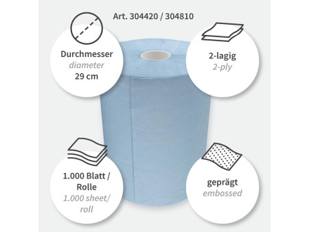 HYGOCLEAN Rouleau papier nettoyant, 220 x 350 mm, bleu
