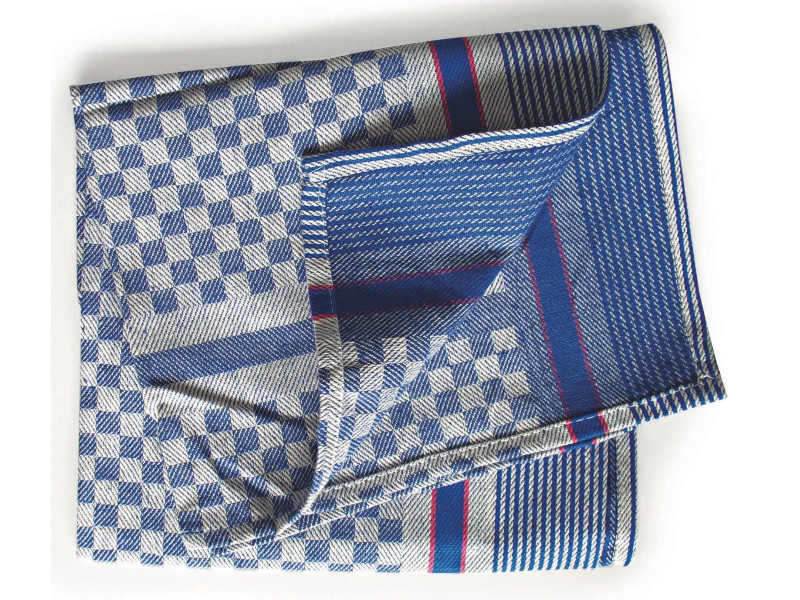 HYGOSTAR Torchon à vaisselle, quadrillé bleu-blanc, 240 g/m2