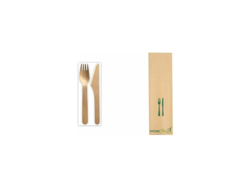 NATURE Star Set de couverts 'Double', en bouleau, 3 pièces