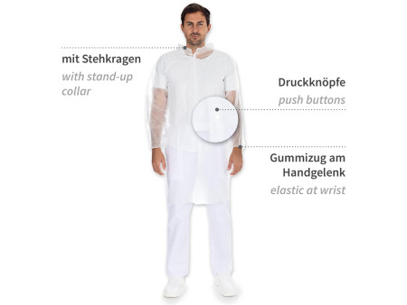 HYGONORM Blouse visiteur LIGHT avec boutons pression, blanc