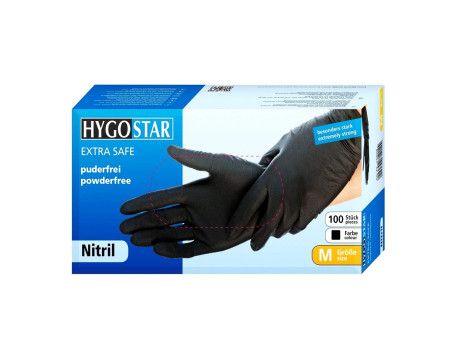 HYGOSTAR Gant nitrile EXTRA SAFE, XL, sans poudre, noir