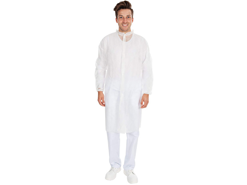 HYGONORM Blouse visiteur LIGHT avec boutons pression, blanc,