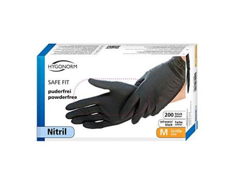 HYGONORM Gant nitrile SAFE FIT, XL, sans poudre, noir