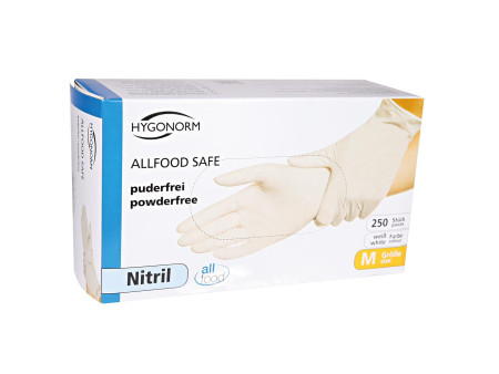 HYGONORM Gant nitrile ALLFOOD SAFE, L, sans poudre, blanc