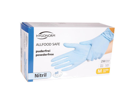 HYGONORM Gant nitrile ALLFOOD SAFE, M, sans poudre, bleu