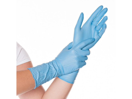 HYGOSTAR Gant nitrile SAFE LONG, L, sans poudre, bleu