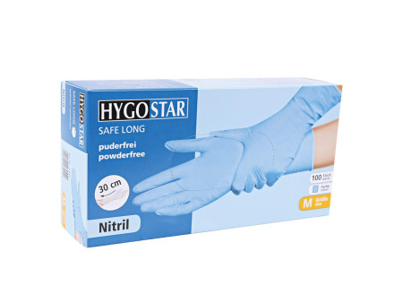 HYGOSTAR Gant nitrile SAFE LONG, L, sans poudre, bleu