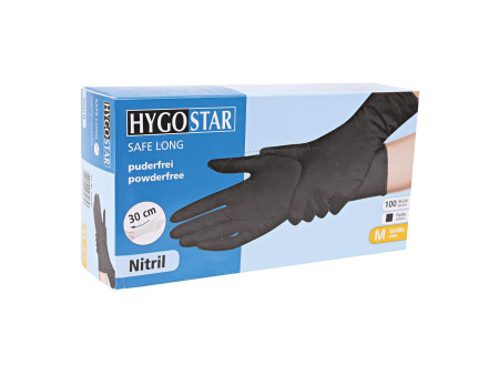 HYGOSTAR Gant nitrile SAFE LONG, L, sans poudre, noir