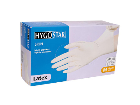 HYGOSTAR Gant latex SKIN, L, poudré, blanc