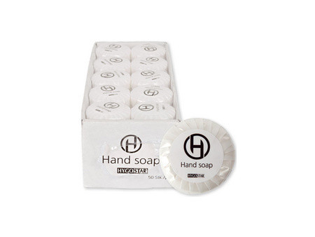 HYGOSTAR Mini-savon pour les mains, diamètre: 40 mm, blanc