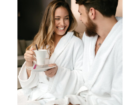HYGOSTAR Peignoir de bain à col châle, taille L, blanc