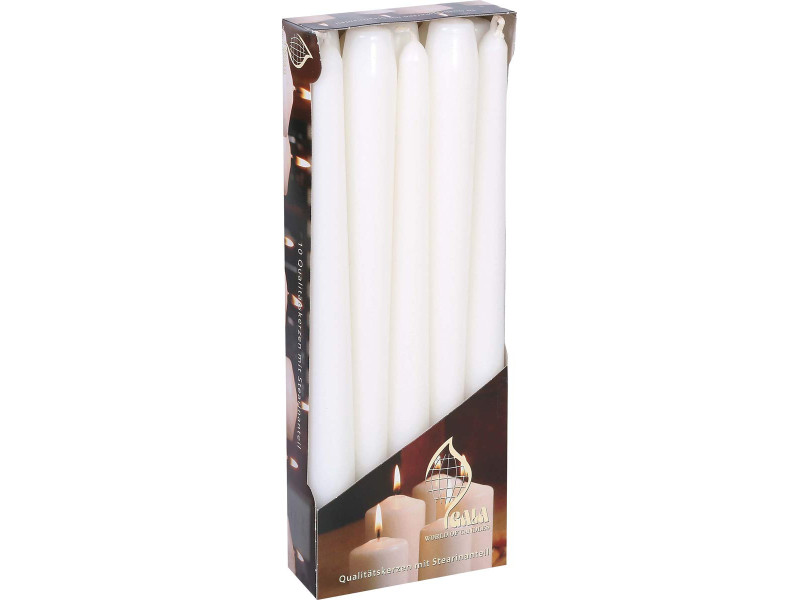 FLAVOUR by Gala Bougies de chandelier, 20 mm, par 10, blanc