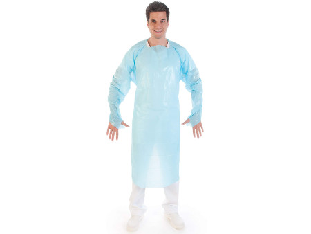 HYGOSTAR Blouse d'examen CPE avec trou pour le pouce, bleu