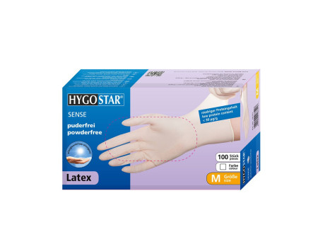 HYGOSTAR Gant en latex Sense, L, naturel, sans poudre
