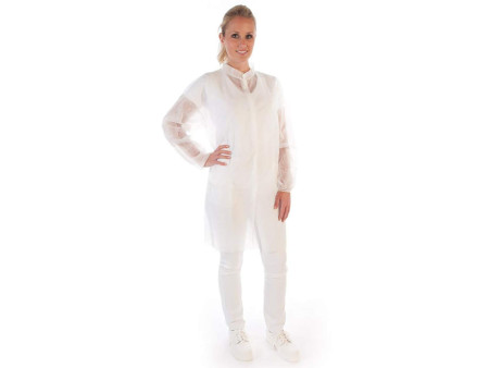 HYGONORM Blouse visiteur Light avec boutons pression, blanc,