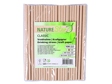 NATURE Star Paille en papier CLASSIC, 197 mm, brun