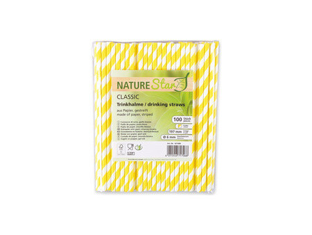 NATURE Star Paille en papier, 197 mm, rayé vert/blanc