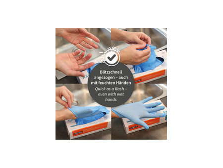 HYGOSTAR Gant en nitrile Rapid-On, M, non poudré, bleu