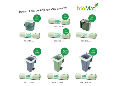 bioMAT Sac compostable, 10 litres, vert