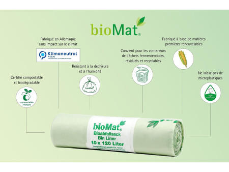 bioMAT Sac compostable, 120 litres, vert