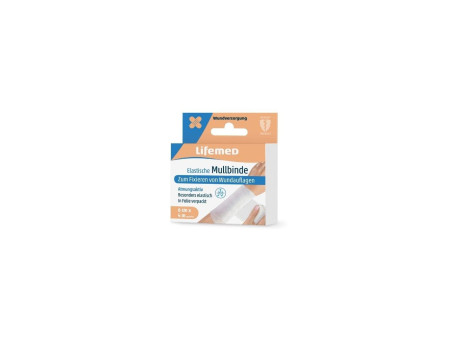 Lifemed Bande de gaze élastique, 60 mm x 4,0 m, blanc