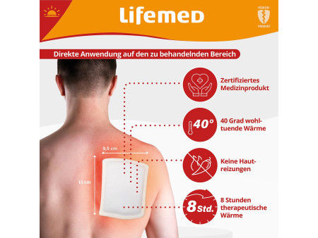 Lifemed Patch chauffant, 95 x 130 mm, pack de 2, blanc